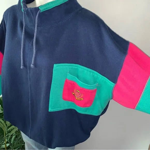 v i n t a g e :: Vibrant Slouchy Funnel Neck Sweatshirt